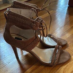White House Black Market Tan Stiletto Heels Lace-Up